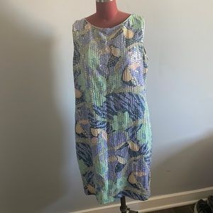 Vintage silk dress with clear sequins